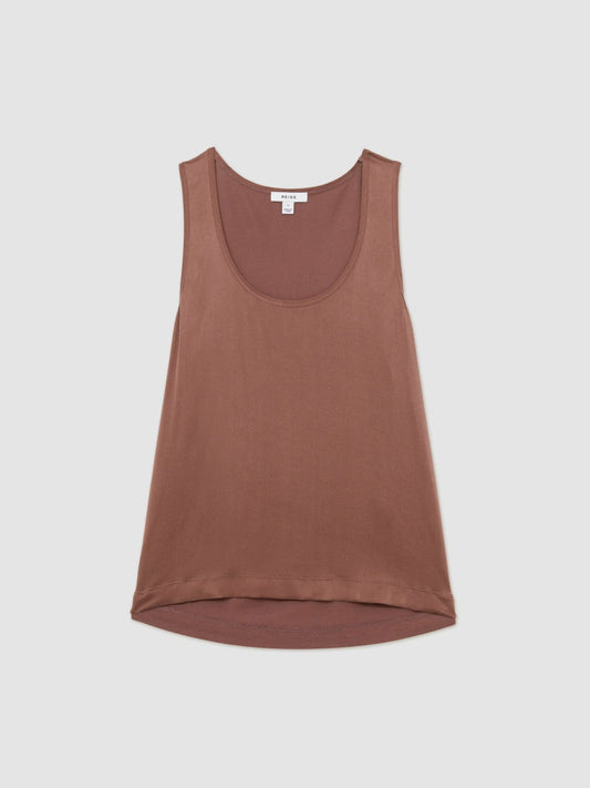 Silk-Front Cami Top Mocha Brown | Women