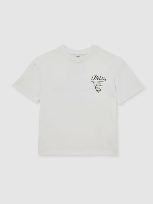 3-9 yrs Cotton Motor Cars-Print T-Shirt White/Green | Children & Baby