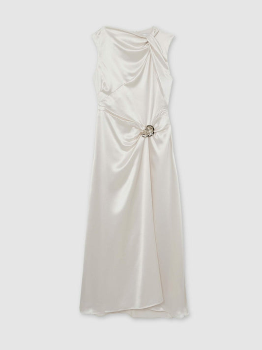 Acler Satin Draped Maxi Dress Ivory | Women