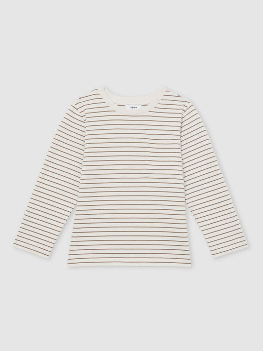 4-9 yrs Stretch-Cotton Stripe T-Shirt Off White/Camel | Children & Baby