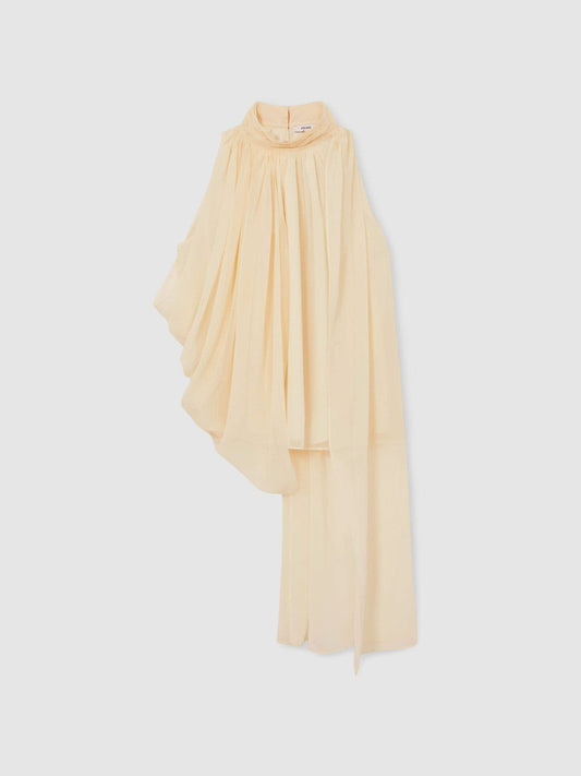 Draped Chiffon Sleeveless Top Ivory | Women