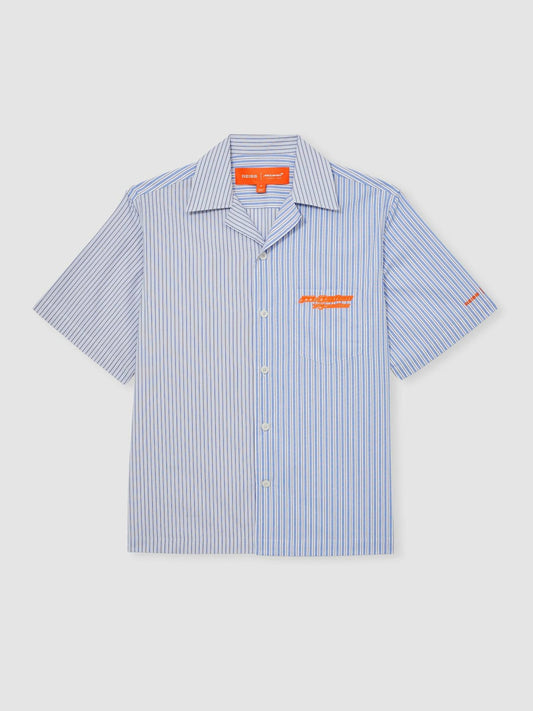 McLaren F1 Team Cuban Collar Striped Shirt Soft Blue/White | Men