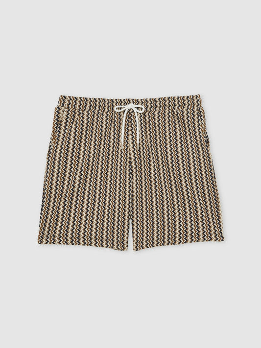 Zig-Zag Knit Drawstring Shorts Tobacco Brown | Men