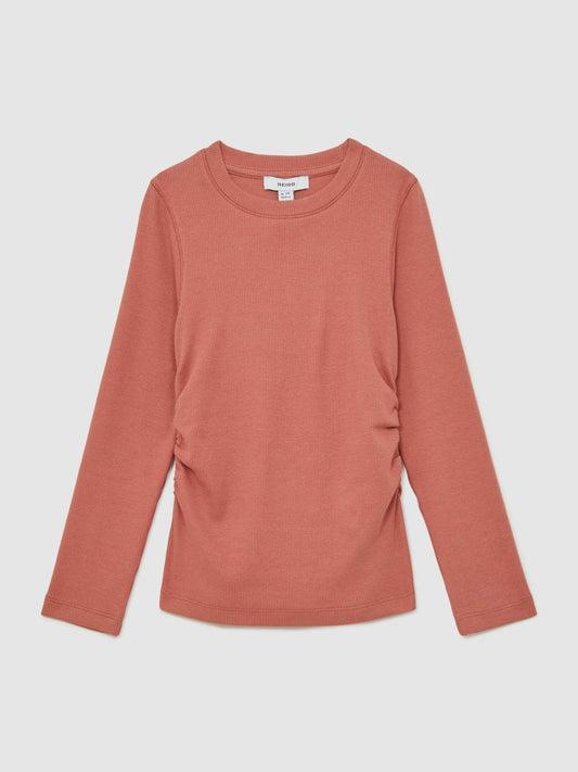 9-13 yrs Cotton Ruched Long-Sleeve T-Shirt with Stretch Rose | Children & Baby