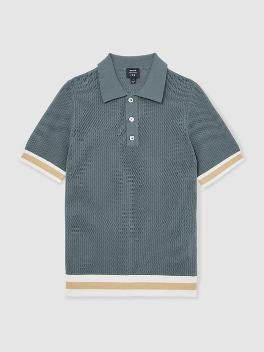 | Ché Cotton Knit Polo Shirt Airforce Blue | Men
