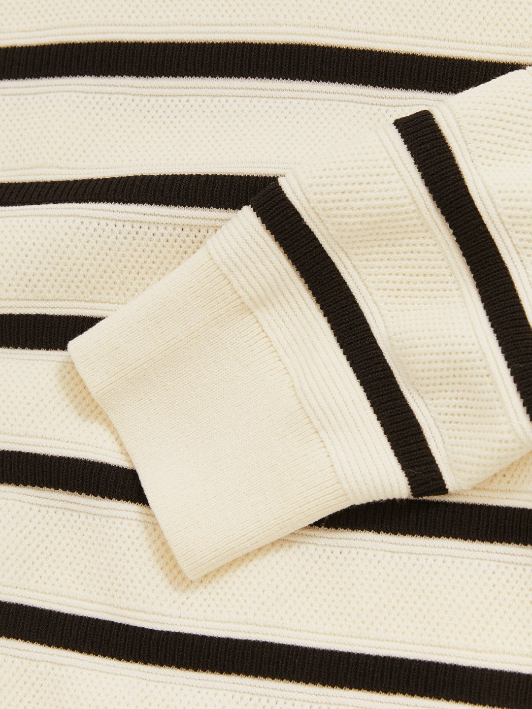 Cotton Blend Stripe Knit Polo Shirt Warm Stone/Black | Men