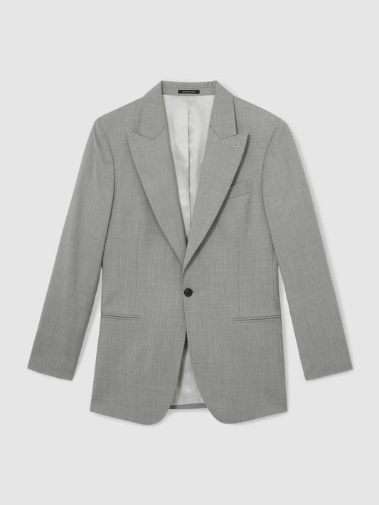 Slim-Fit Wool Single Breasted Suit Blazer Mid Grey | Men