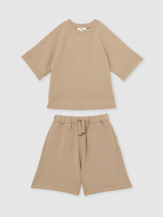 3-9 yrs Modal-Blend Sweatshirt And Shorts Set Mink | Children & Baby