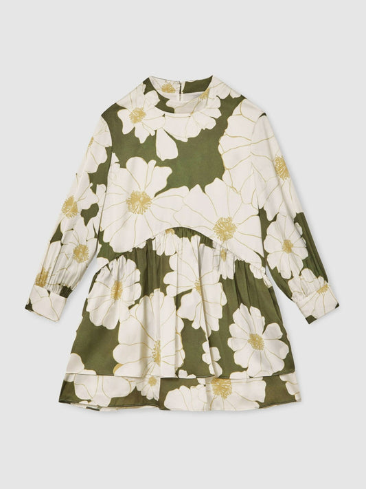 9-13 yrs Floral-Print Swing Dress Green | Children & Baby