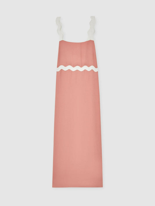 Wave-Trim Crepe Midi Dress Pink | Women