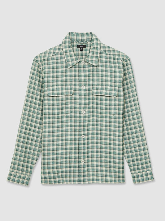 Woven Check Twin Pocket Overshirt Green Multi | Men