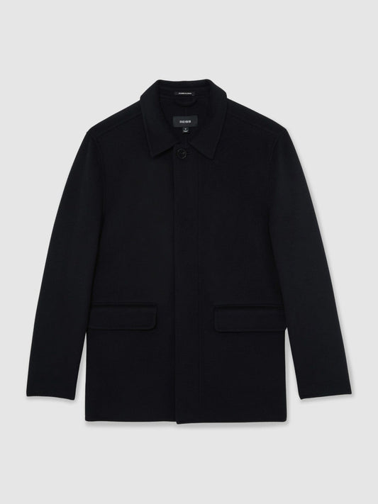 Wool Blend Double Face Button Jacket Navy | Men