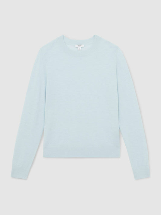 Merino Wool Crew-Neck Jumper Blue | Women