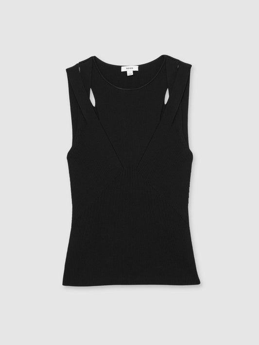 Cut-Out Rib-Knit Vest Black | Women