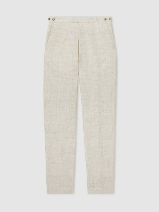 Linen-Cotton Slim-Fit Suit Trousers Stone | Men