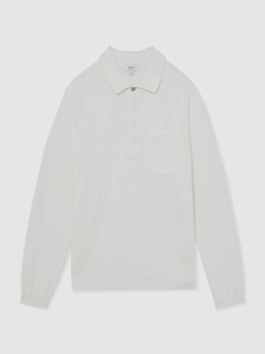 Cotton Concealed Placket Polo Shirt White | Men