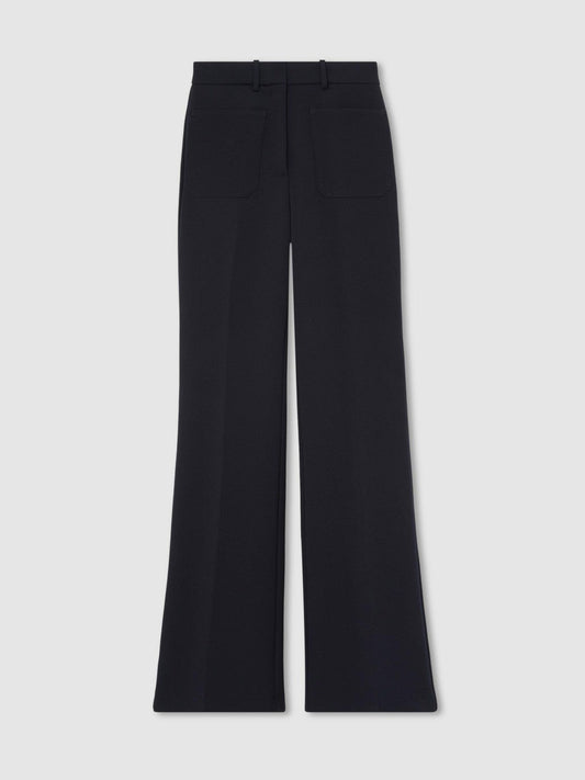Twill Patch-Pocket Flared Trousers Navy | Women