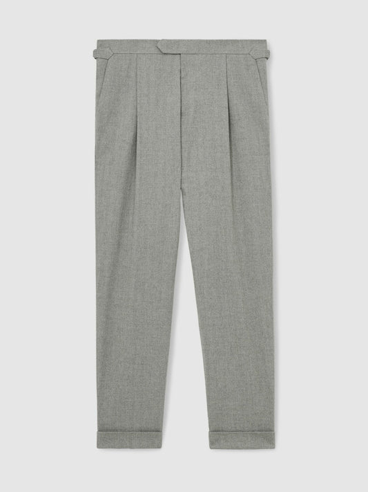 Regular Fit Herringbone Trousers With Cotton Grey | Men