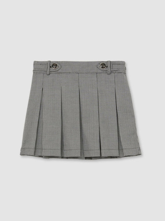 Houndstooth-Check Pleated Skirt Black/White | Children & Baby