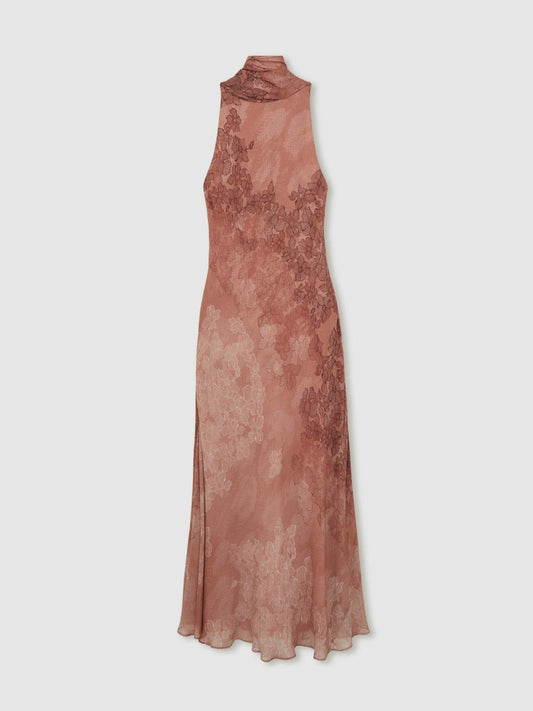 Chiffon Floral Cape Maxi Dress Pale Pink | Women