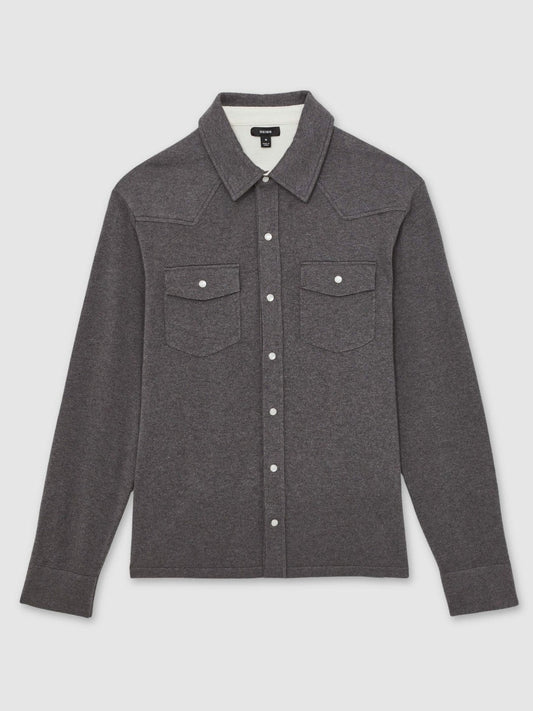 Cotton-Cashmere Western Knitted Shirt Charcoal Grey | Men