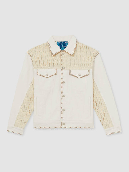 | Tom Daley Crochet Denim Jacket Off White | Men