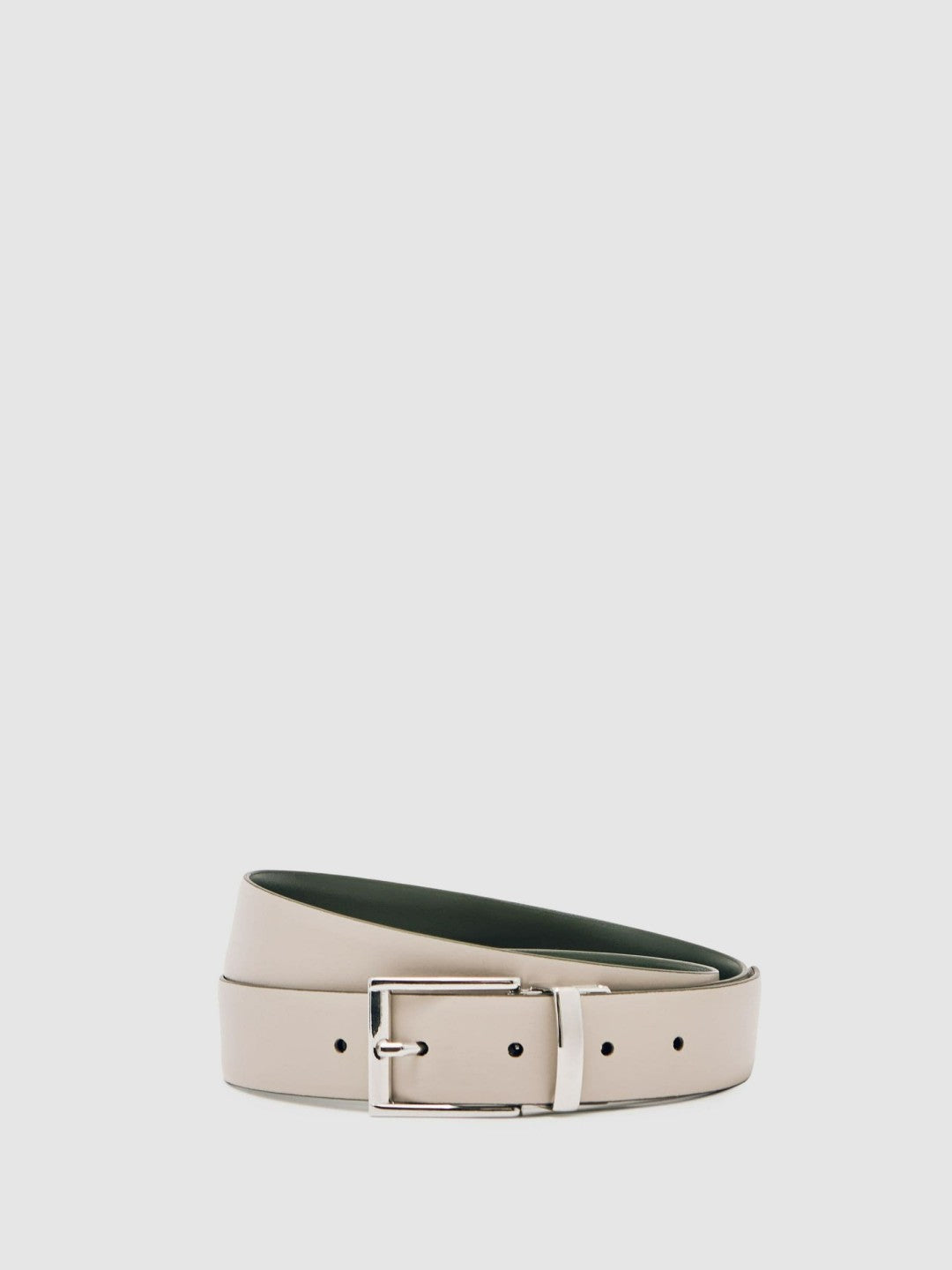 Reversible Leather Belt Forest Green/Off White | Men