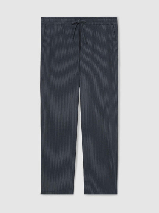 Textured Stripe Drawstring Trousers Petrol Blue | Men