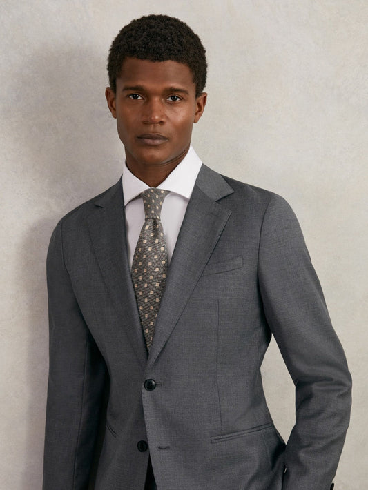 Wool-Silk Floral-Medallion Tie Grey | Men