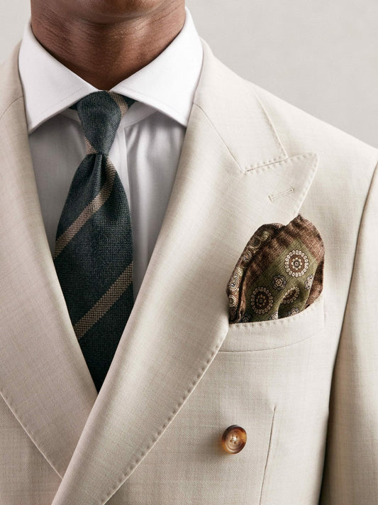Silk Medallion Paisley Pocket Square Sage | Men
