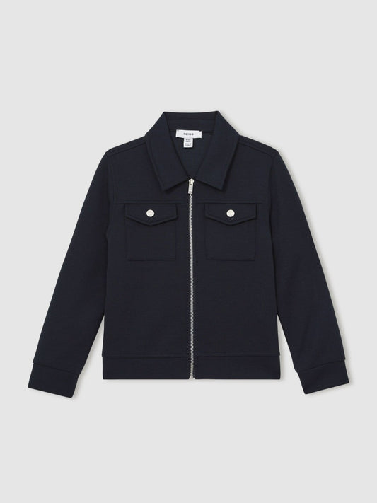 3-9 yrs Interlock Zip Through Overshirt Navy Blue | Children & Baby