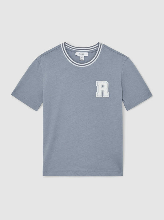 3-9 yrs Cotton Letter Patch T-Shirt Airforce Blue | Children & Baby