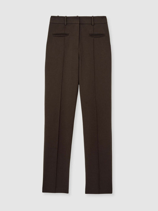 Petite Pintuck Tapered Trousers Chocolate Brown | Women