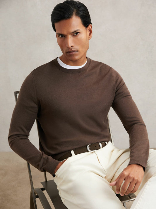 Suede Western-Style Belt Dark Brown | Men