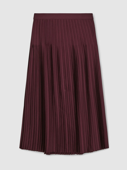 Pleated Midi Skirt Burgundy | Women