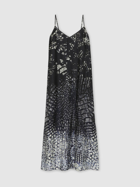 Printed Maxi Slip Dress Navy | Women