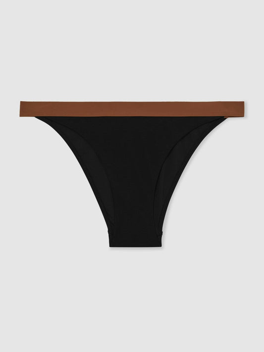 Contrast-Trim Bikini Bottoms Black/Tan | Women