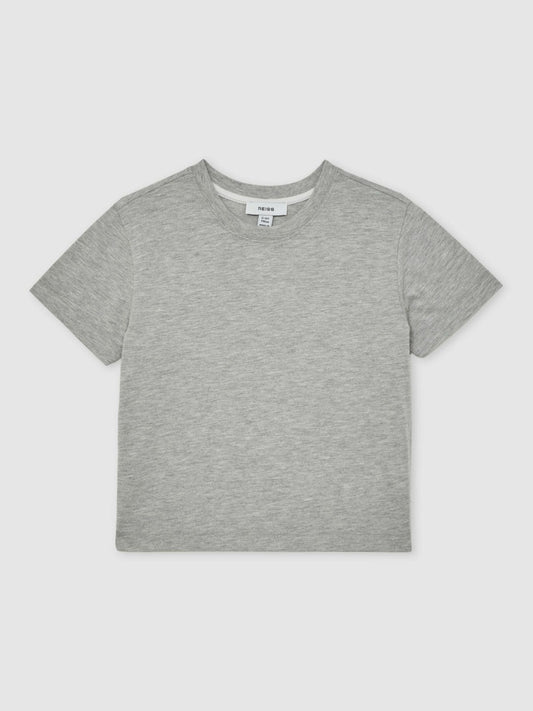 9-13 yrs Cotton-Blend Crew-Neck T-Shirt Grey Marl | Children & Baby