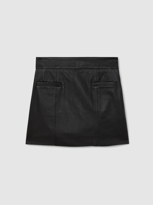 Leather Welt-Pocket Mini Skirt Black | Women