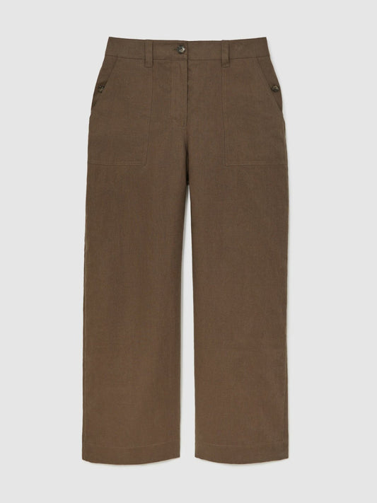 Linen Wide Leg Trousers Chocolate Brown | Women