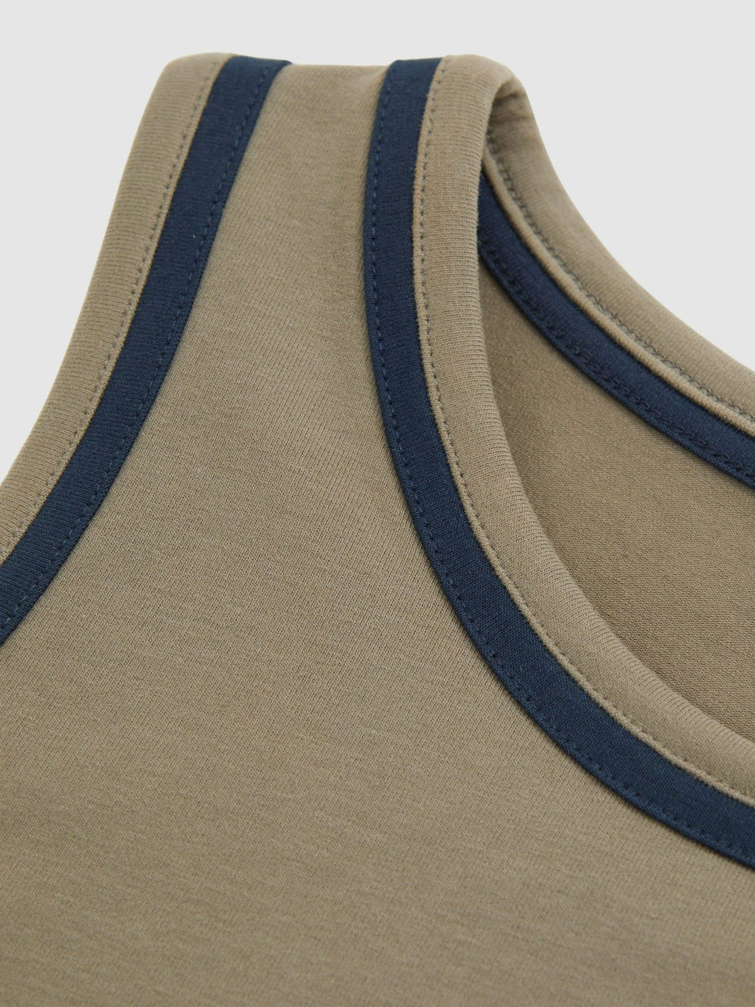 Stretch-Cotton Jersey Tipped Vest Khaki Green/Navy | Women