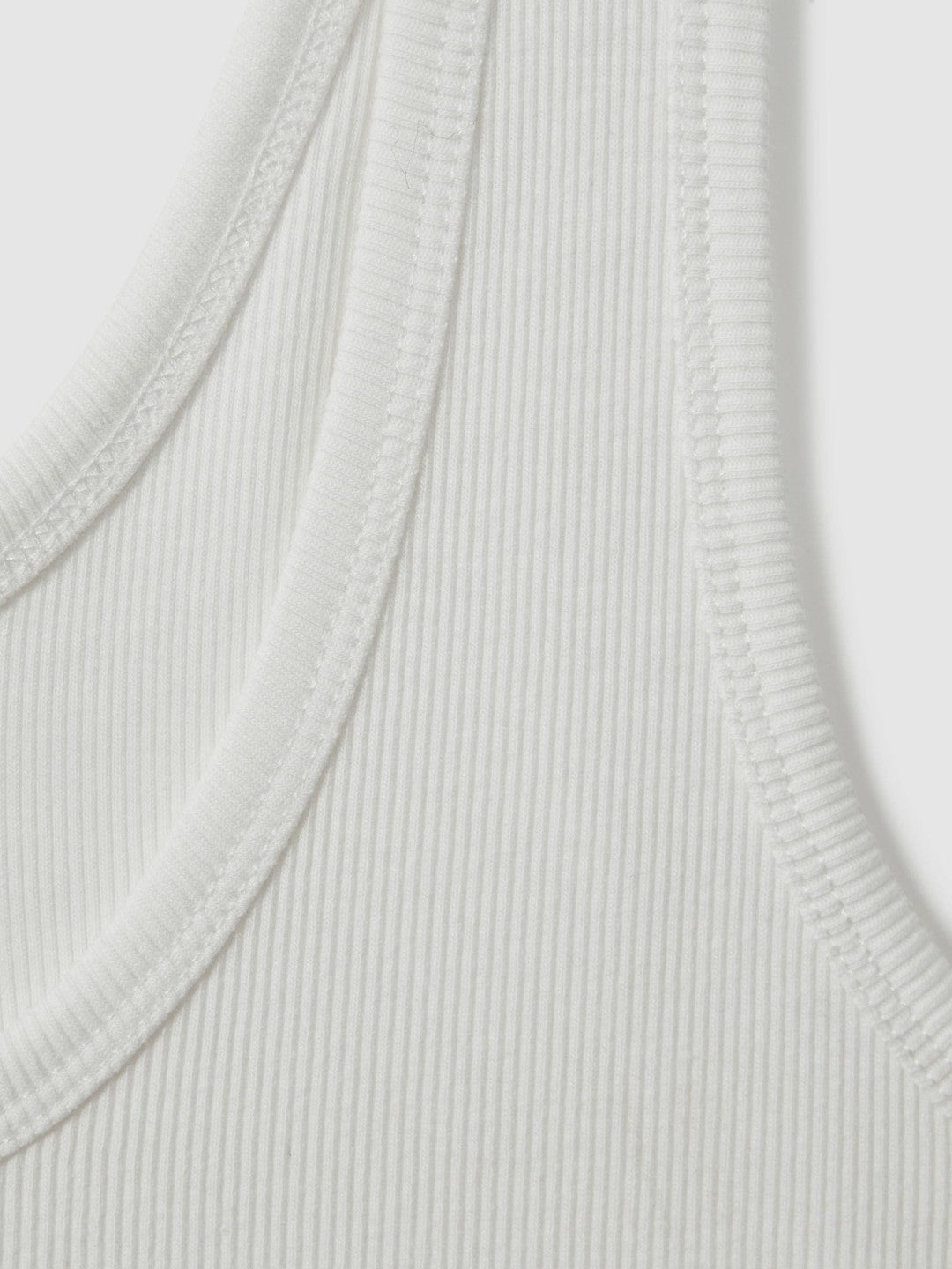 Stretch-Cotton Ribbed Vest White | Women