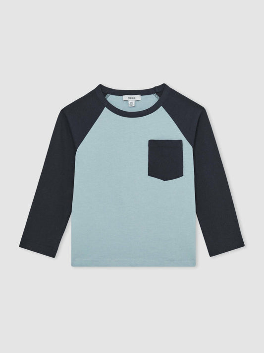 9-13 yrs Cotton Colour-Block Long-Sleeve T-Shirt Navy Blue | Children & Baby