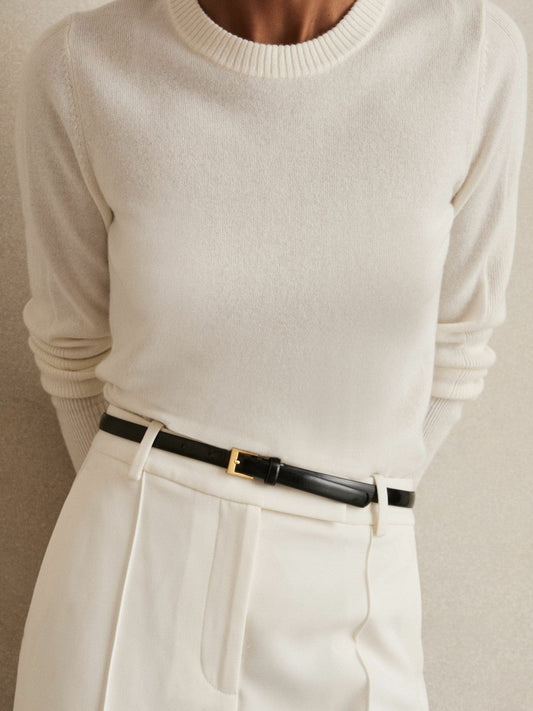 Thin Leather Belt Black | Women