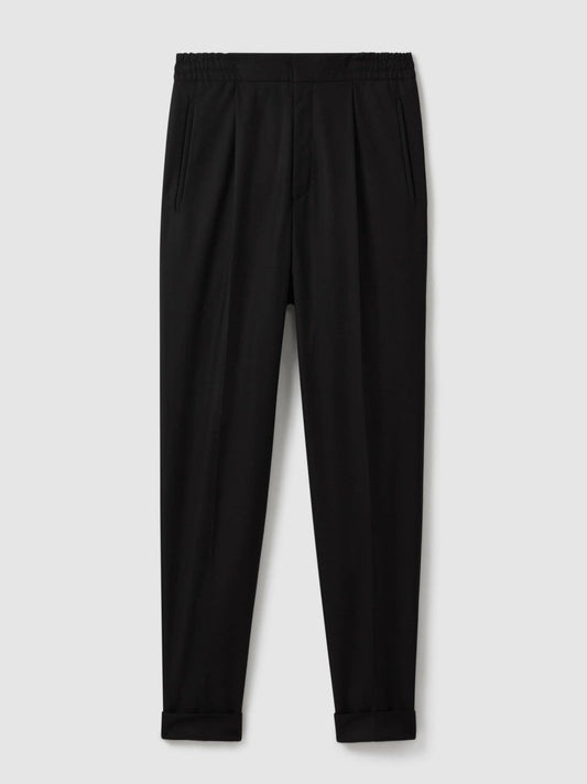 Relaxed-Fit Pleated Tapered Trousers Black | Men