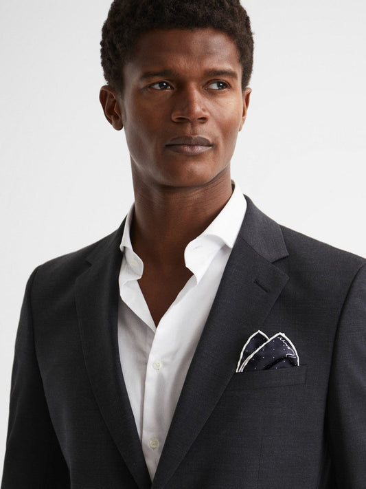 Polka Dot Silk Pocket Square Navy | Men