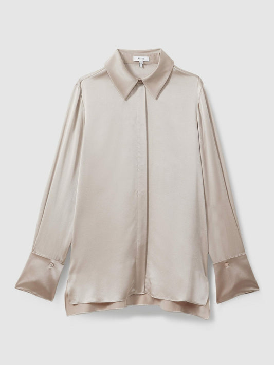 Silk Double-Cuff Button-Through Shirt Champagne | Women