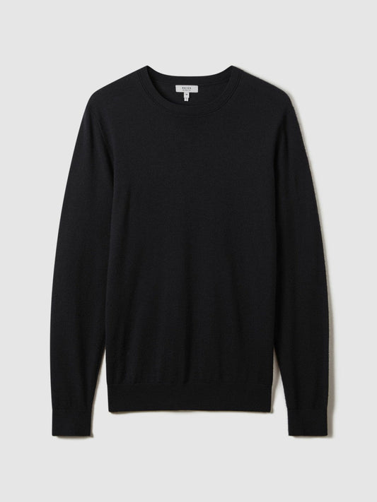 Merino Wool Crew Neck Jumper Navy | Men