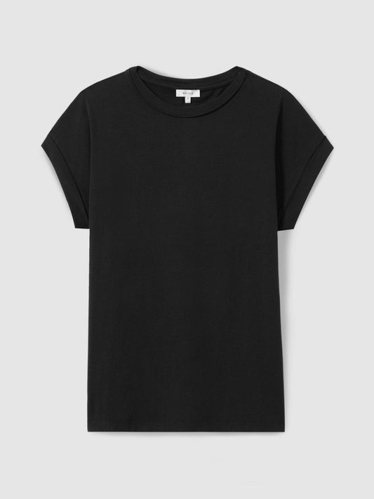 Cotton-Jersey Crew Neck T-Shirt Black | Women