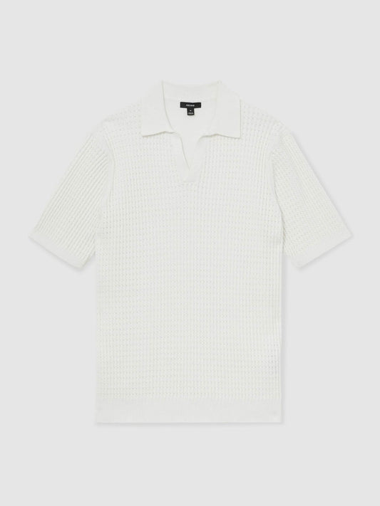 Micro-Cable Open-Collar Cotton-Blend Shirt White | Men
